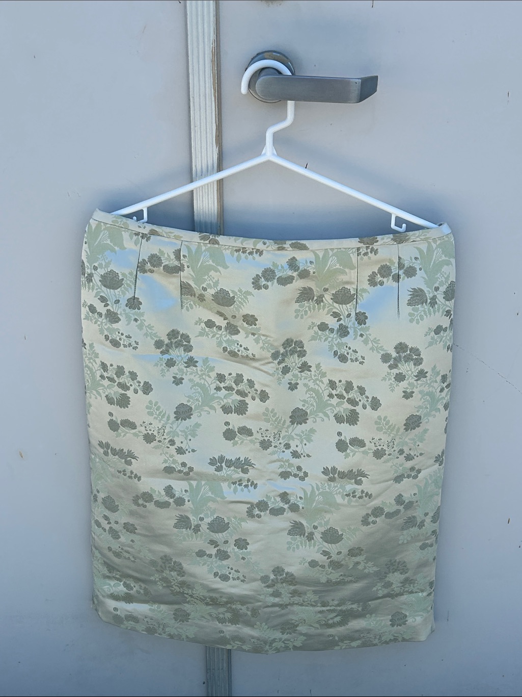 Vtg Rickie Freeman Terri Jon Nites Floral Jacquard Pencil Skirt In Light Green